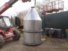 Stainless Steel Hopper, with blowline entry, approx. 1.5m dia. x 1.75m main body height x 1m deep