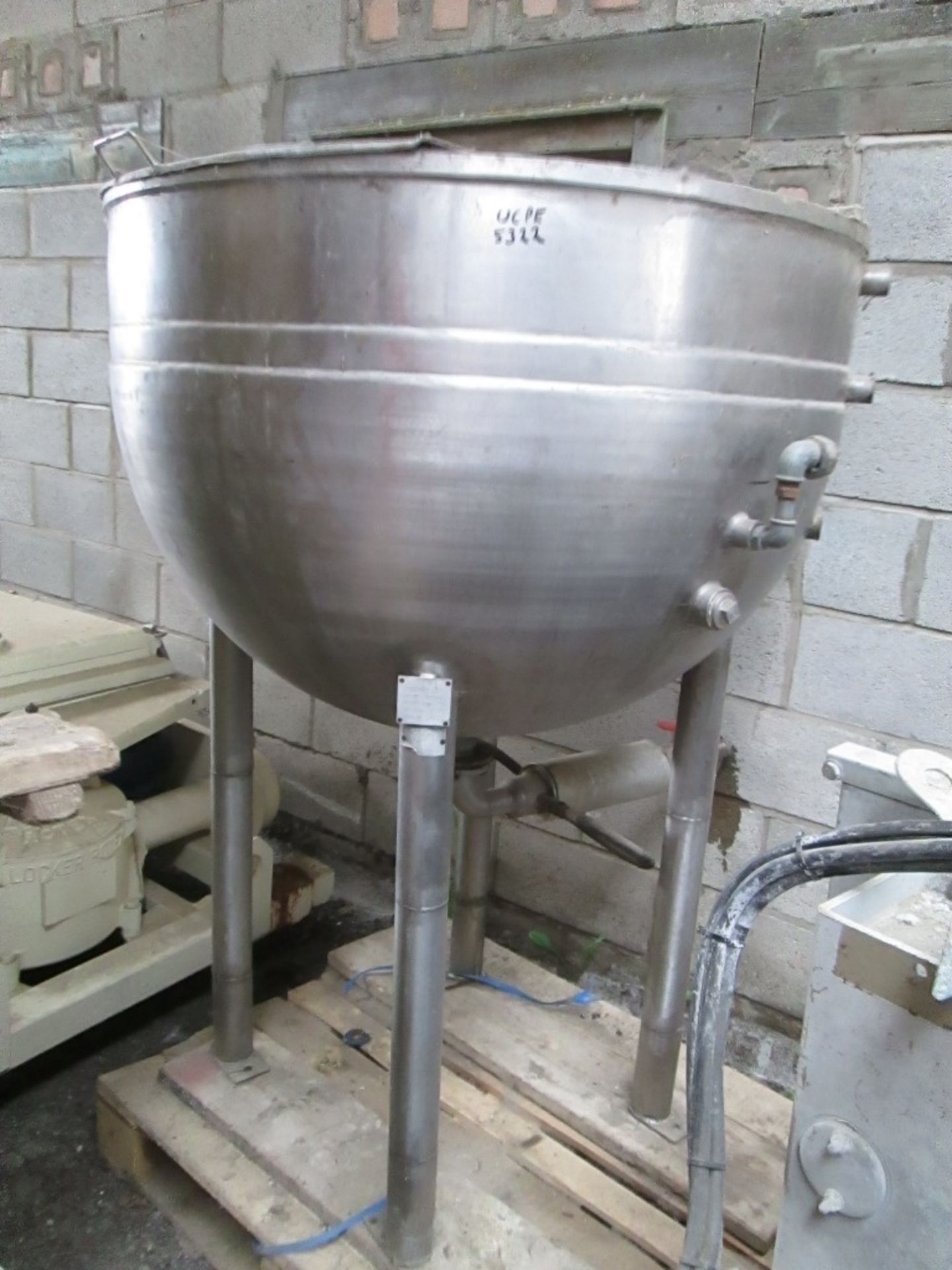 Foodmex Ltd Stainless Steel Jacketed Bowl, approx. 1150mm dia. x 825mm deep, with support legs, - Image 2 of 5