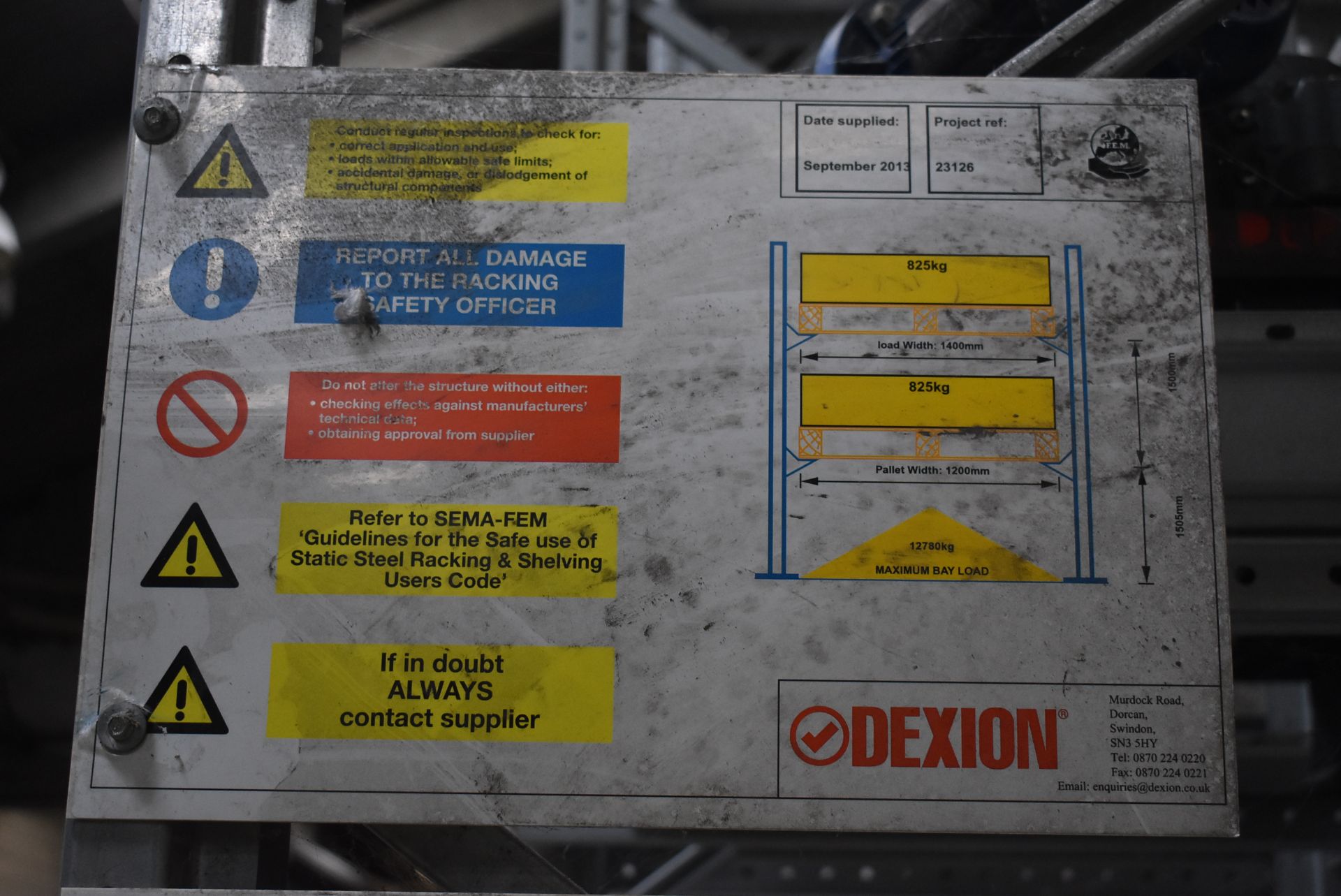 Dexion P90 M SIX BAY THREE TIER DRIVE-IN PALLET RACK, approx. 10m x 10.8m x 6m high overall, for - Image 6 of 6