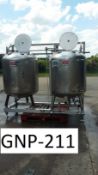 Twin Grundy Tanks, mounted on stainless steel frame, loading free of charge - yes, lot location -