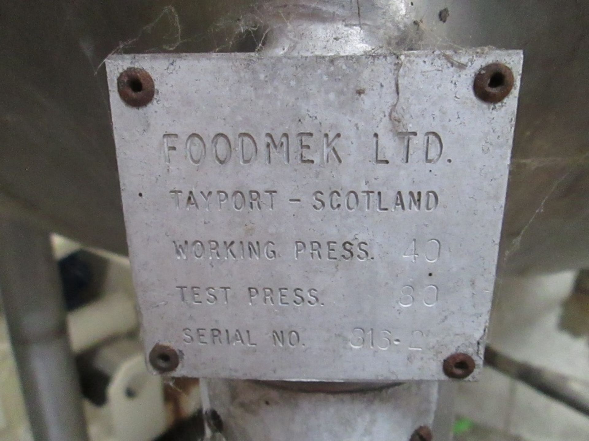 Foodmex Ltd Stainless Steel Jacketed Bowl, approx. 1150mm dia. x 825mm deep, with support legs, - Image 5 of 5