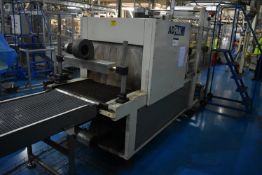 Adpak COLLATOR, FILM WRAPPER AND HEAT SHRINK TUNNEL, with 250mm wide infeed conveyor, Mimi Uniblok