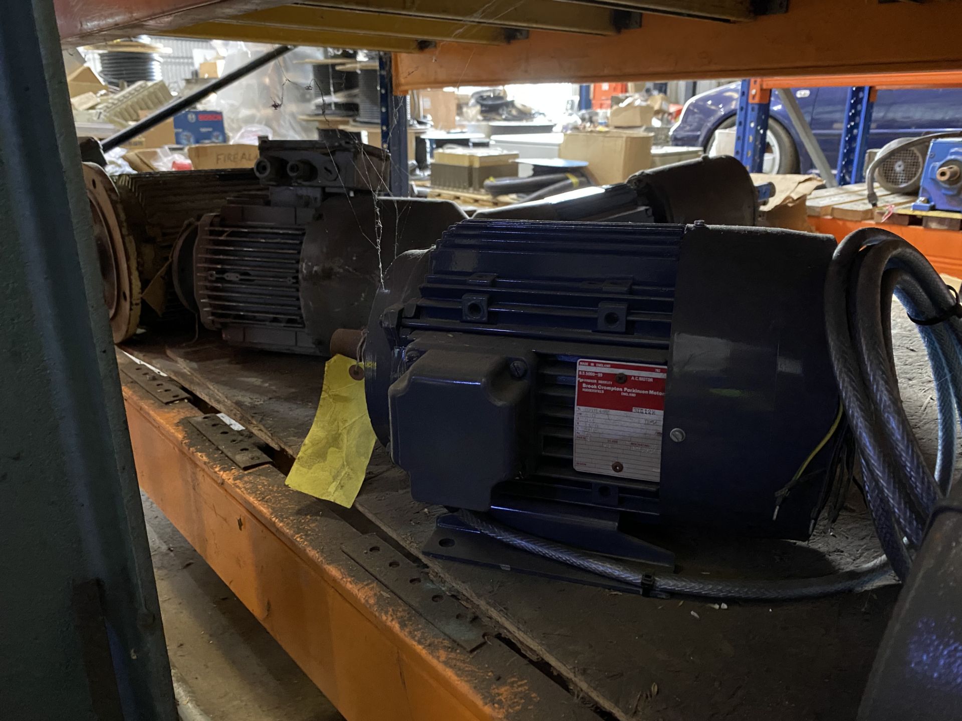 Approx. Seven Geared & Un-geared Electric Motors, on remaining shelf of rack Lot located at the Gold - Image 2 of 6