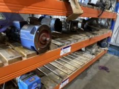 Approx. Nine Geared & Un-Geared Electric Motors, on one shelf of pallet rack Lot located at the Gold