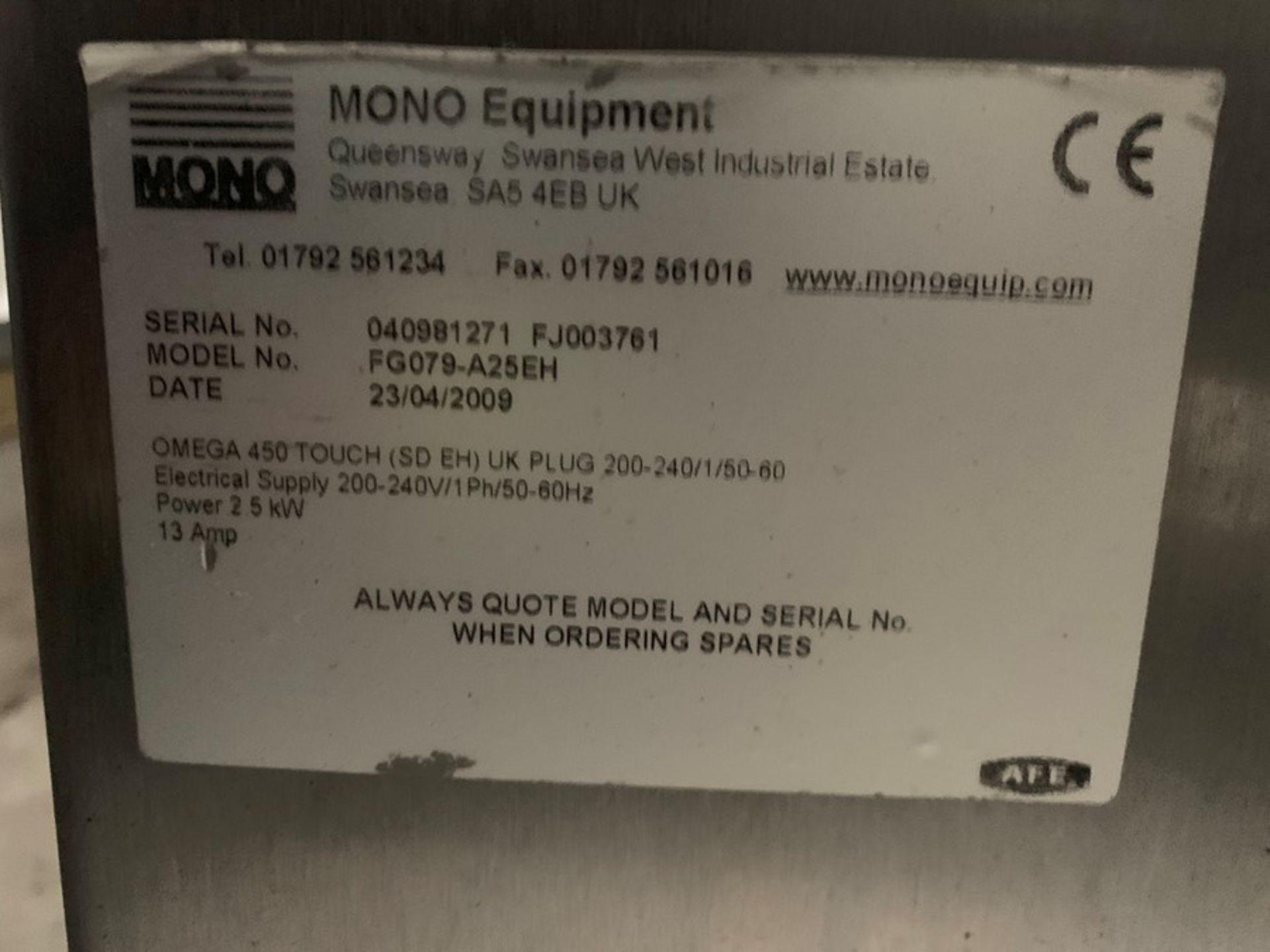 Mono FG079-A25EH Depositor, serial no. 0409B81271 FJ003761, year of manufacture 2009 approx. 1.2m - Image 2 of 2