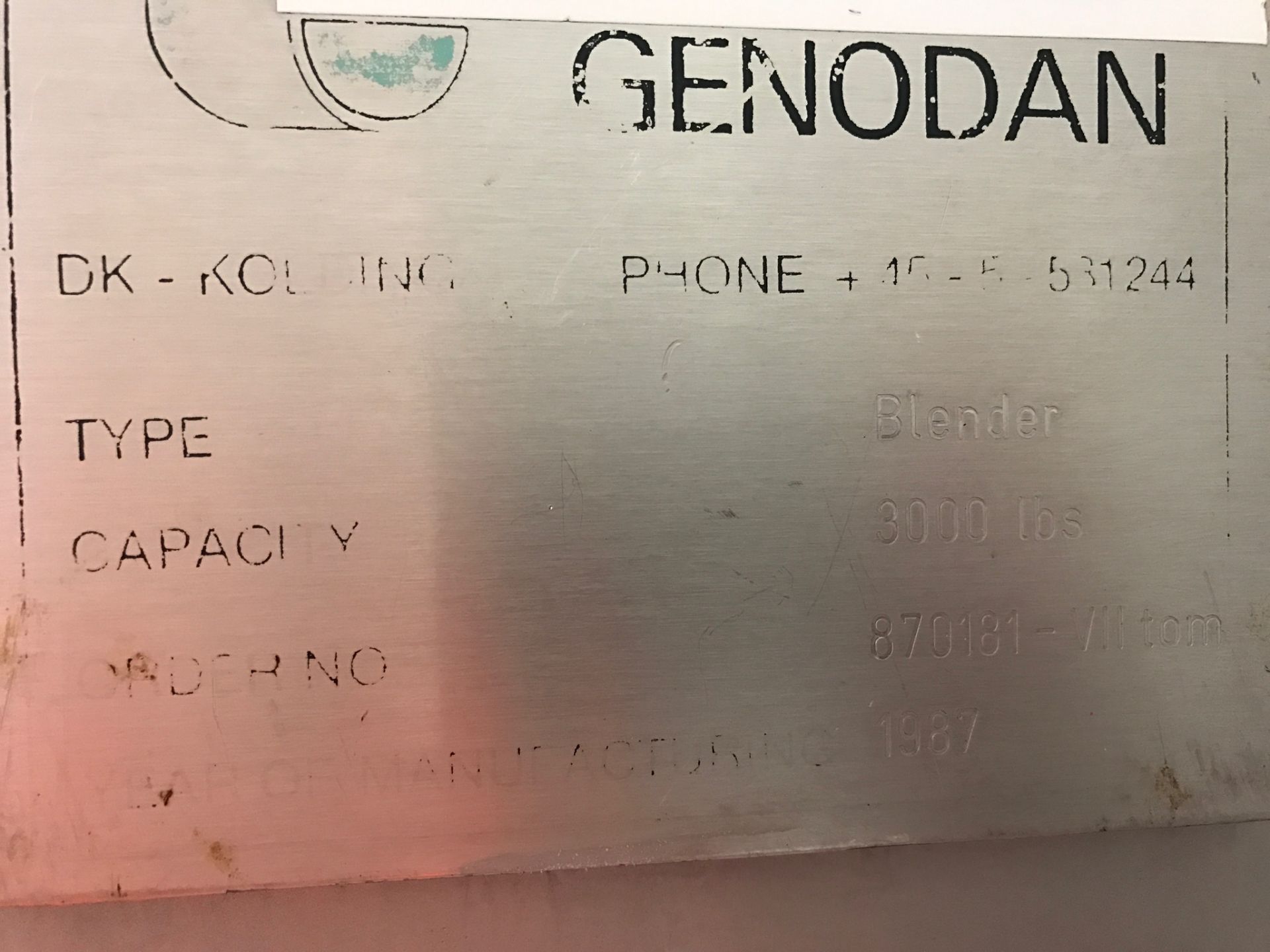 Genodan Blender, serial no. 870181, approx. 1.6m x - Image 3 of 5