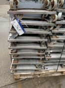 Ten Stainless Steel Mobile Dollies, approx. 610mm long x 410mm wide x 170mm high, lift out