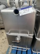 Two Stainless Steel Tote Bins, with bottom outlets, lift out charge - £10 Please read the