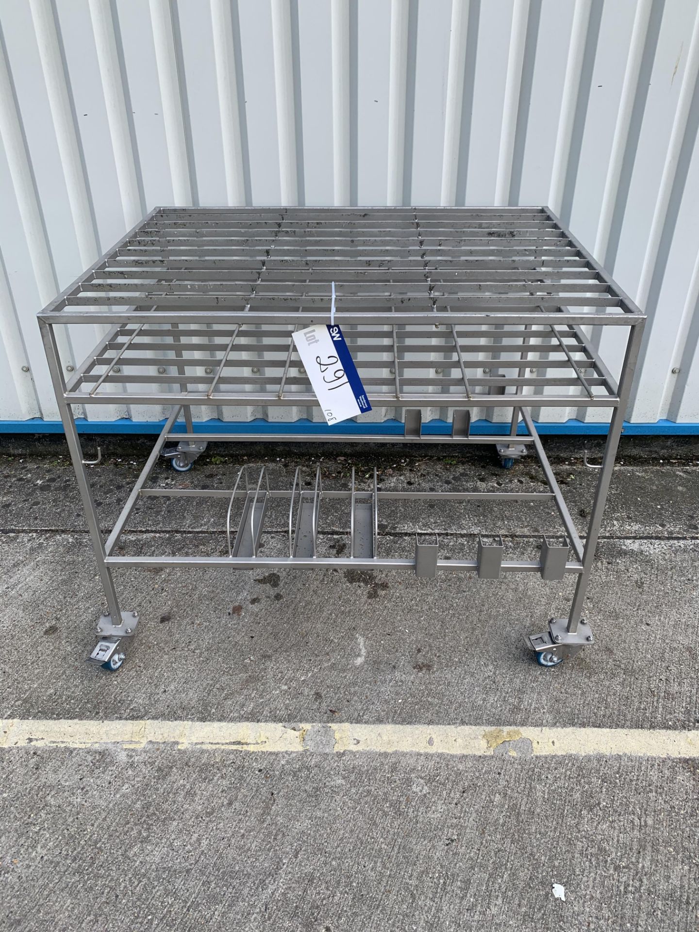 Stainless Steel Mobile Trolley, approx. 1.2m long x 0.95m wide x 1m high, lift out charge - £5