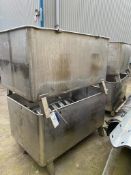 Two Stainless Steel Bins, approx. 1.45m x 0.94m x