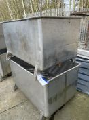 Two Stainless Steel Bins, approx. 1.45m x 0.94m x