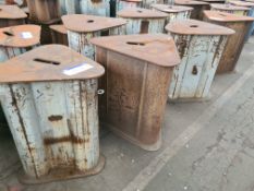 Three Steel Workshop Stools, each approx. 1m high