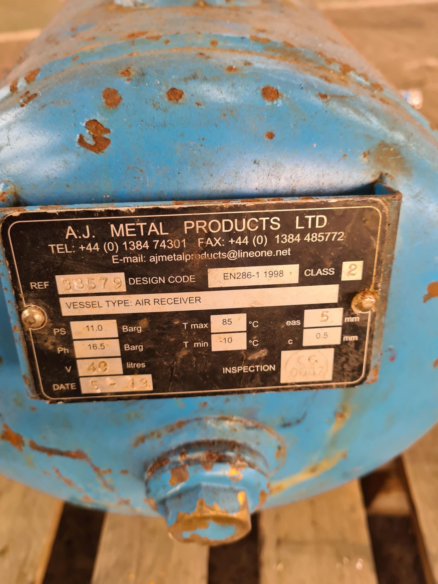 AJ Metal Horizontal Welded Steel Air Receiver, 40 - Image 3 of 3