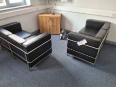 Two Leather Effect Upholstered Settees, approx. 1.
