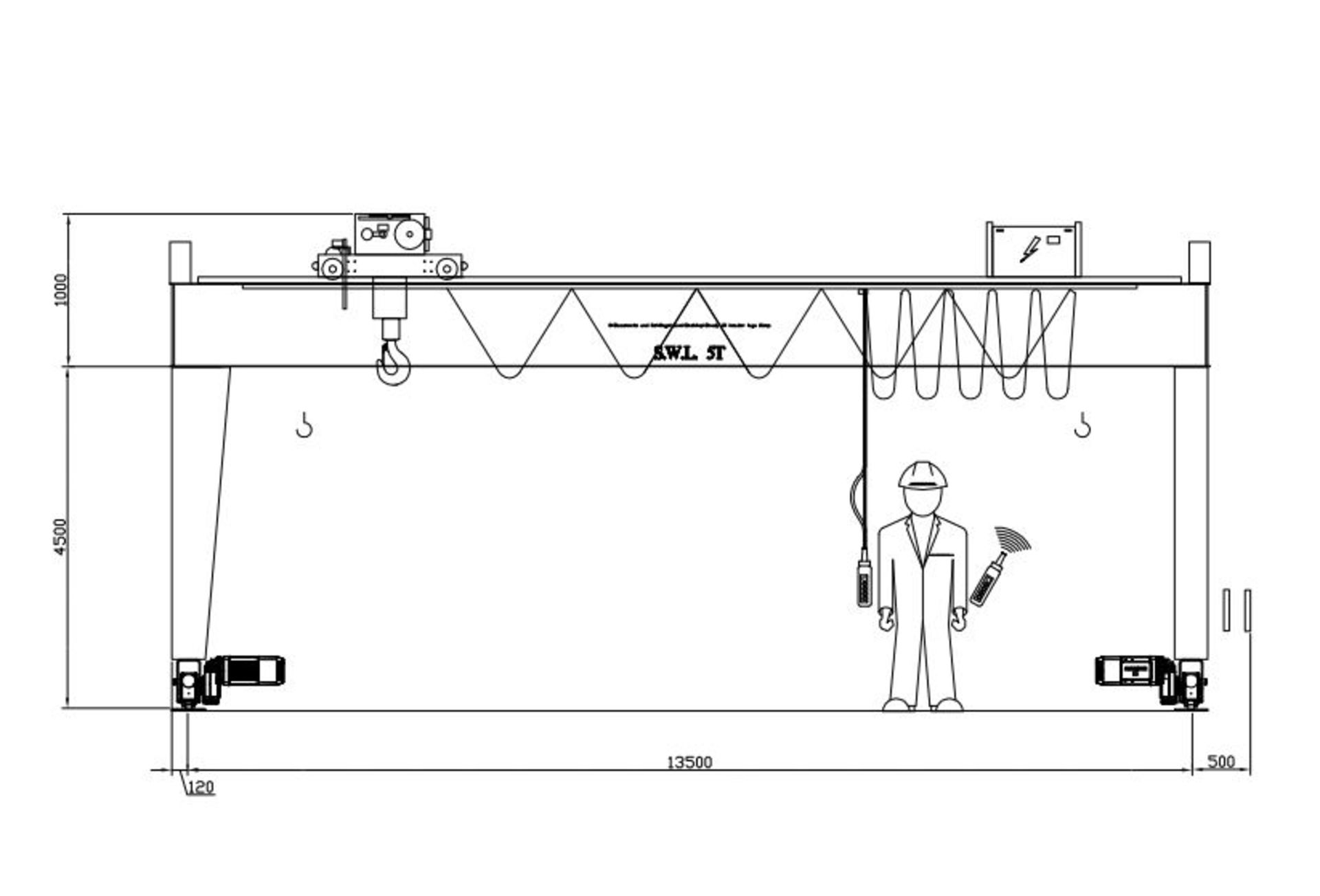 Brady 5000kg SWL TWIN GIRDER OVERHEAD TRAVELLING C - Image 7 of 7