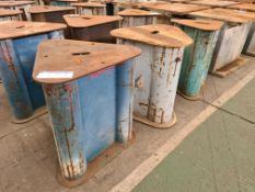 Three Steel Workshop Stools, each approx. 1m high