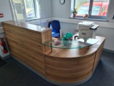 Curved Front Oak Veneered Reception Desk, approx.