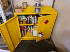 Double Door Steel Flammables Cabinet, with content