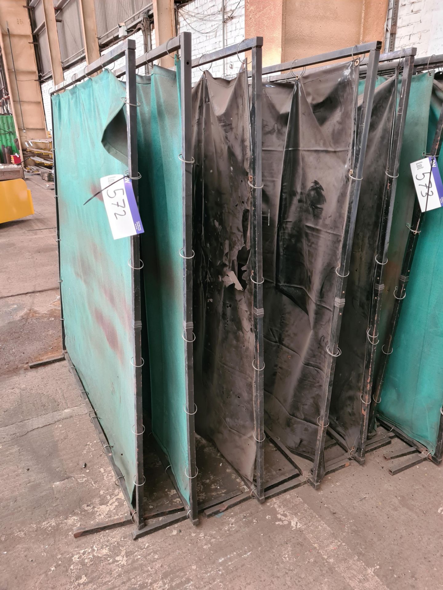 Five Welding Screens, each approx. 1.85m wide