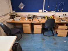 Office Furniture Contents, including three oak ven