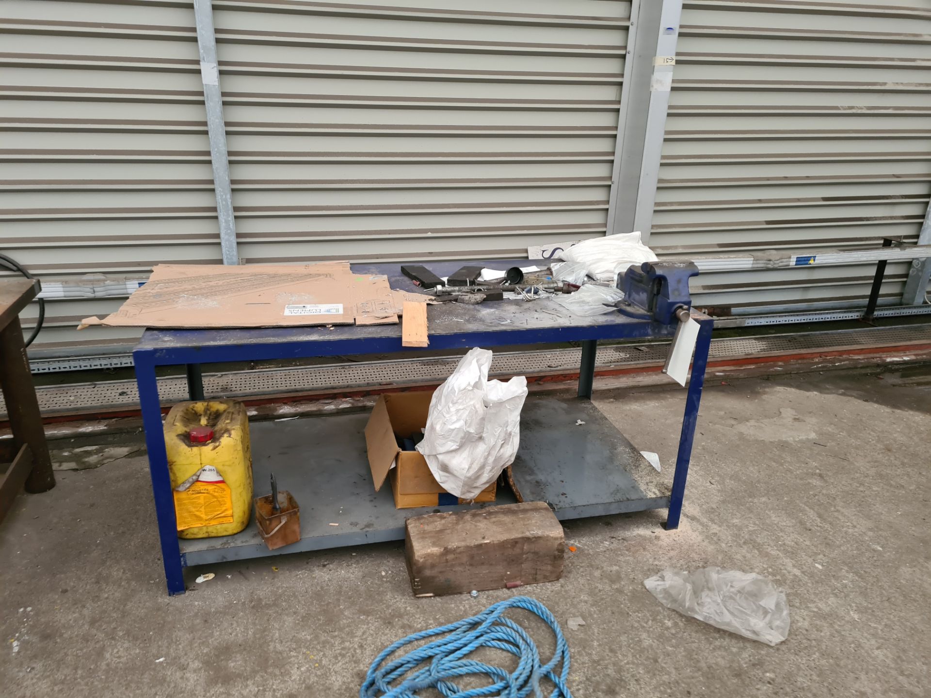 Two Tier Steel Workshop Bench, approx. 1.8m x 900m