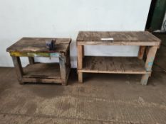 Two Timber Benches, with fitted 4½in. engineer’s v