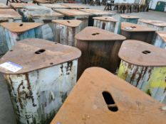 Three Steel Workshop Stools, each approx. 1m high