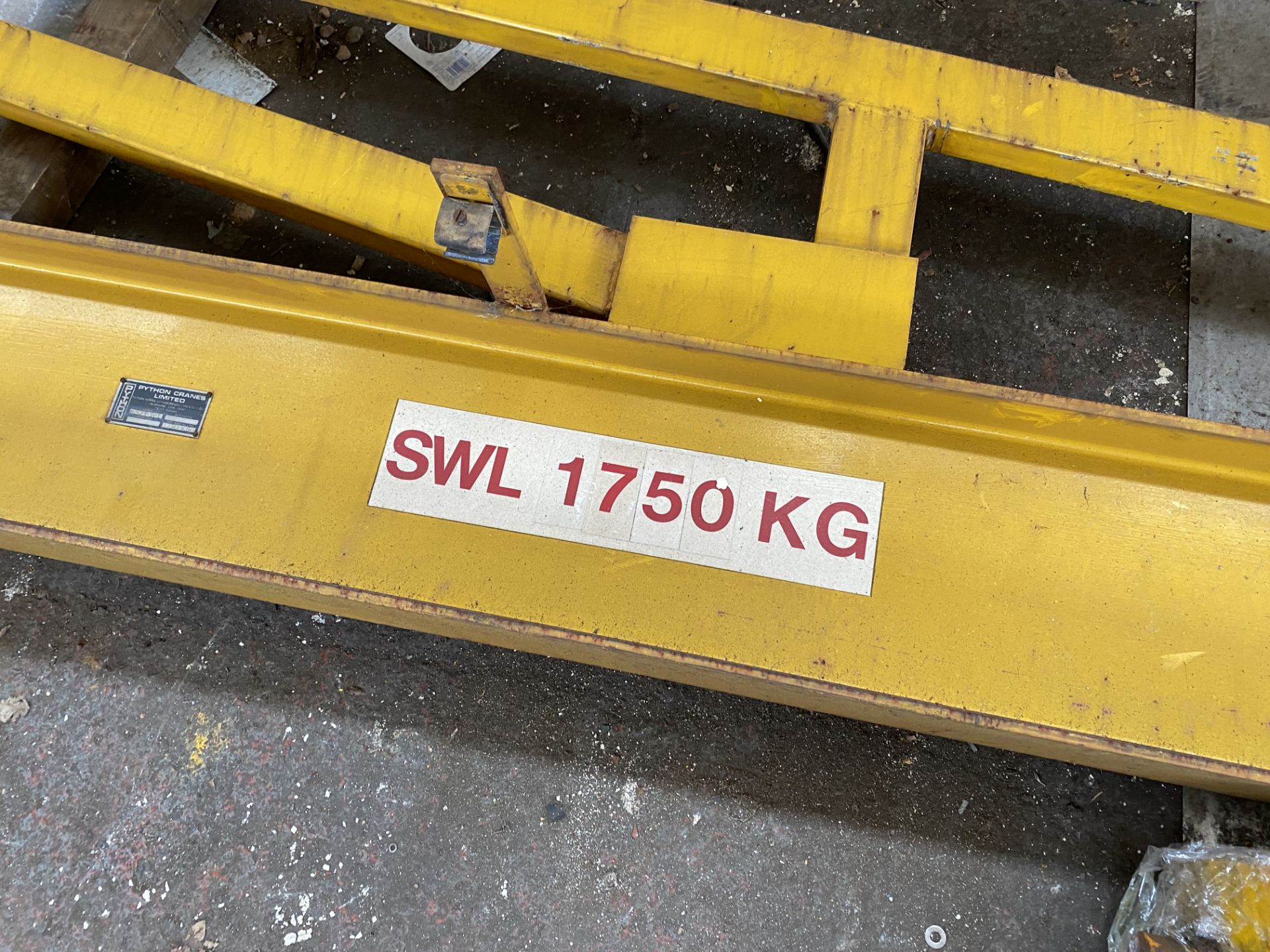Python 1750kg SWING ARM JIB CRANE, serial no. 6529.IT1, swing approx. 6.8m (only one swing support - Image 3 of 4