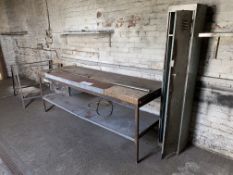 Steel Framed Bench, approx. 2.3m x 770mm, fitted timber top and with single door personnel locker