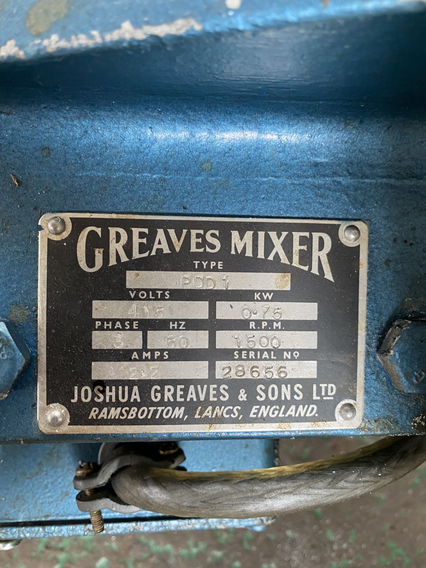 Greaves PDD1 STAINLESS STEEL MIXER, serial no. 28658, three phasePlease read the following important - Image 2 of 2