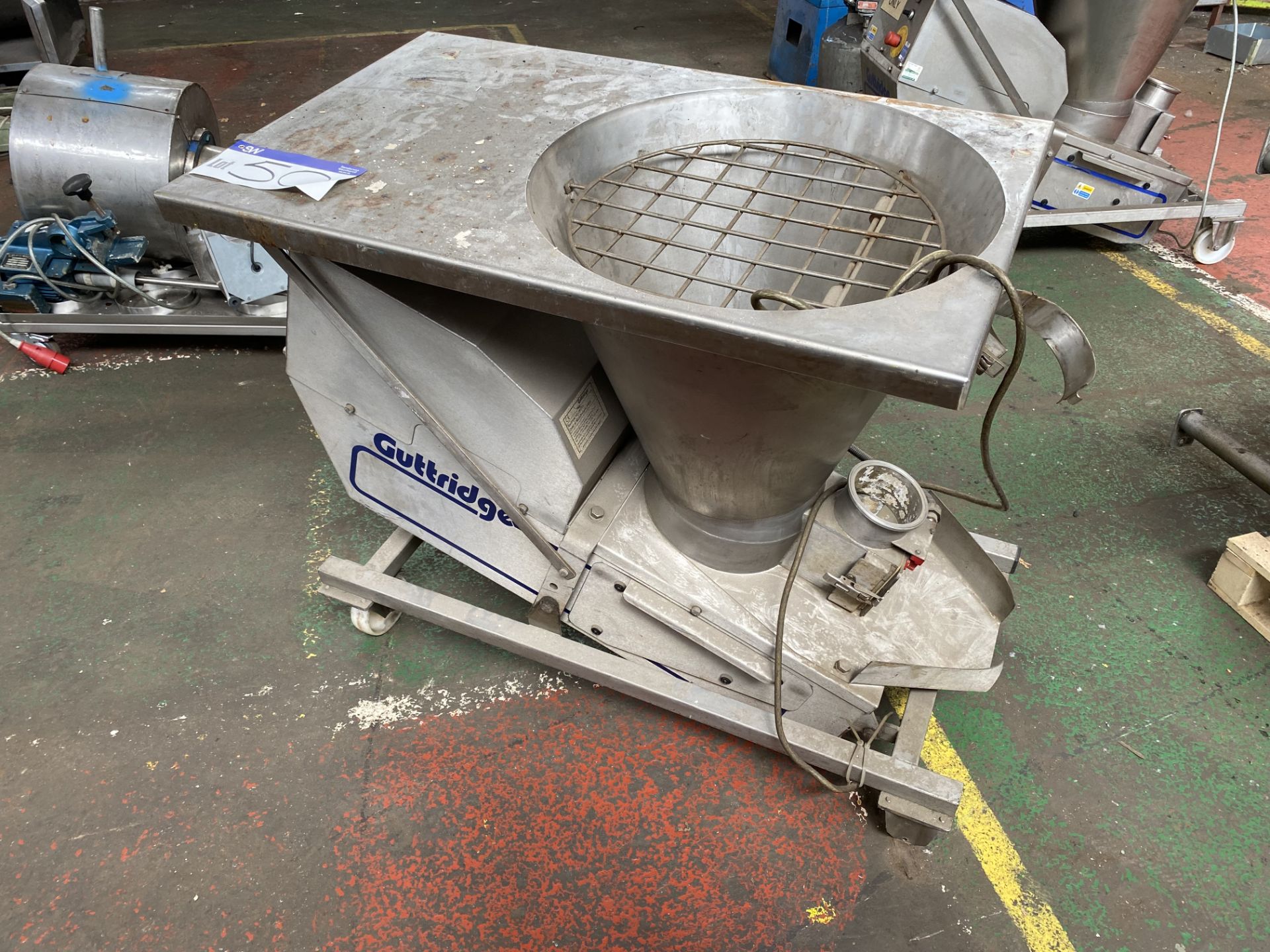 Guttridge STAINLESS STEEL MOBILE HOPPER FEED UNIT, serial no. 280701, date of manufacture 04/