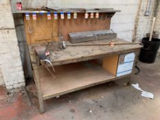 Steel Framed Bench, approx. 1.92m x 900mm x 850mm high fitted engineers bench vicePlease read the