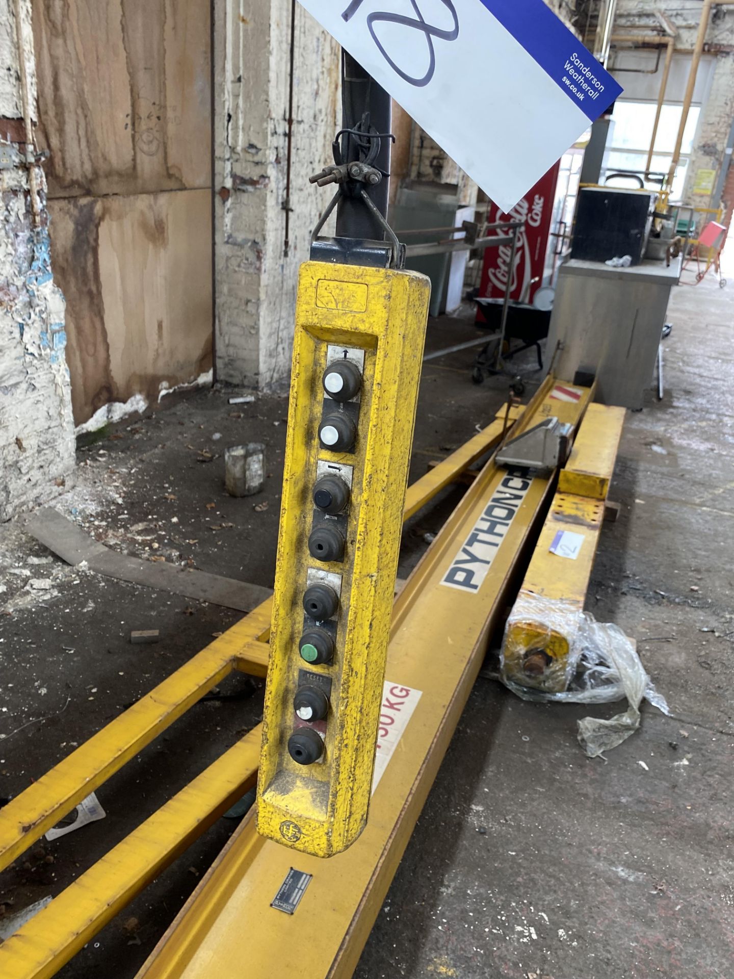 Loughborough 5 ton cap. TWIN GIRDER TRAVELLING OVERHEAD CRANE, approx. 10.6m wide, with power take - Image 5 of 5