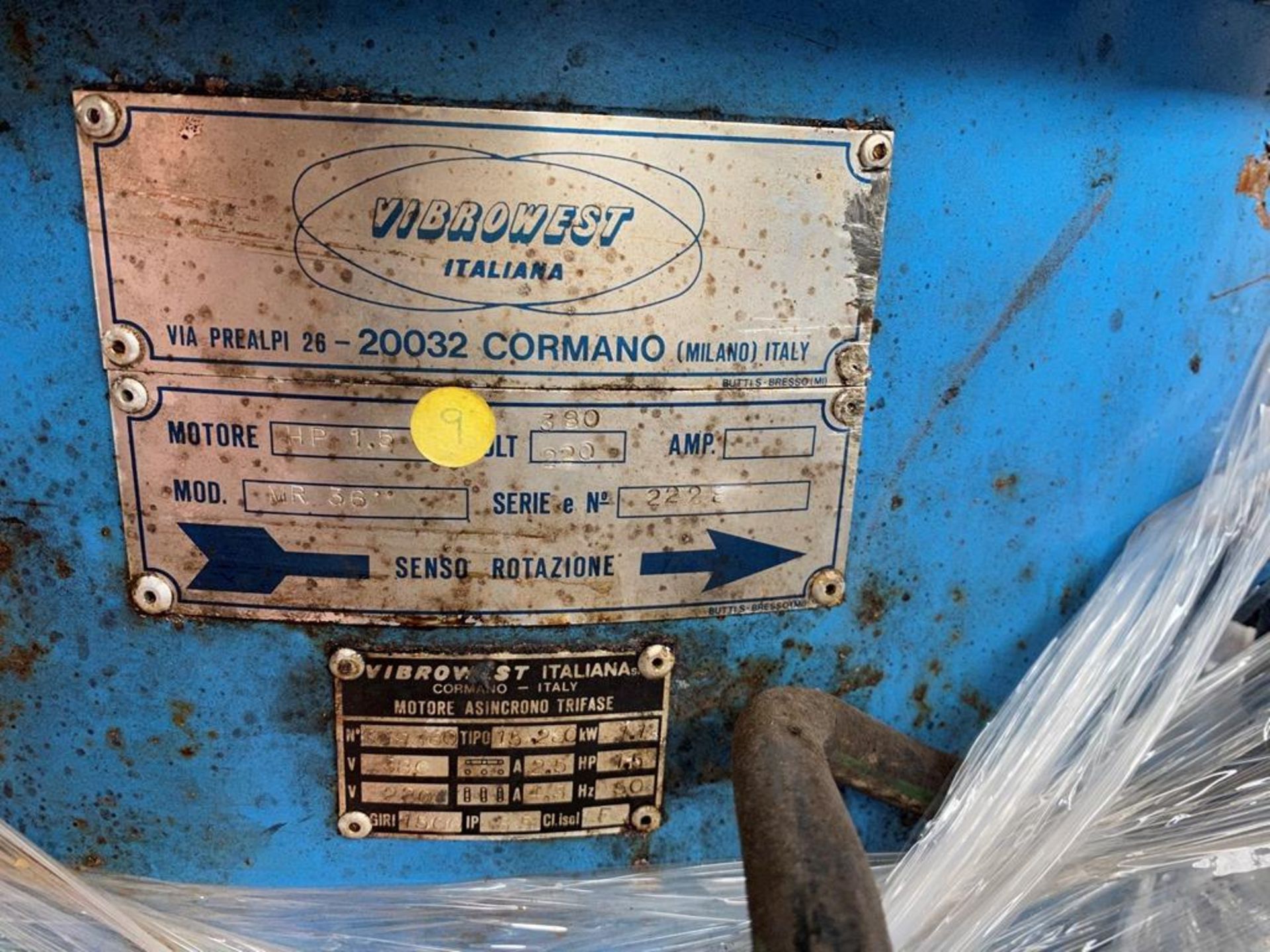 Vibrowest MR36 VIBRATORY SCREEN, serial no. 2228Please read the following important notes:- - Image 3 of 3