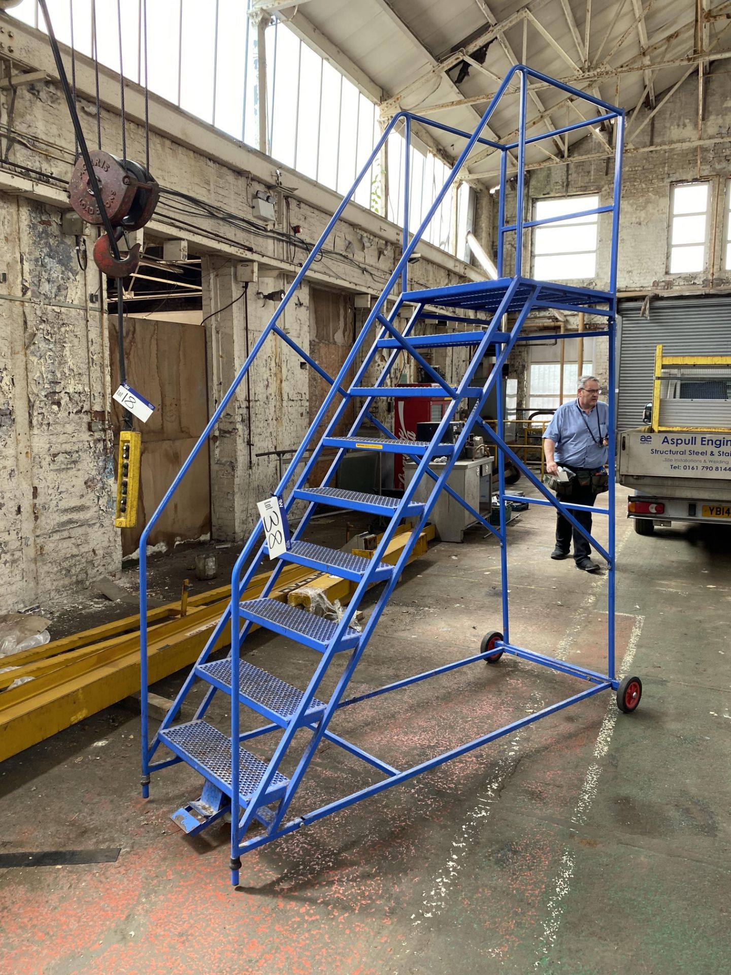 Powell Nine Rise Mobile Warehouse LadderPlease read the following important notes:- Assistance