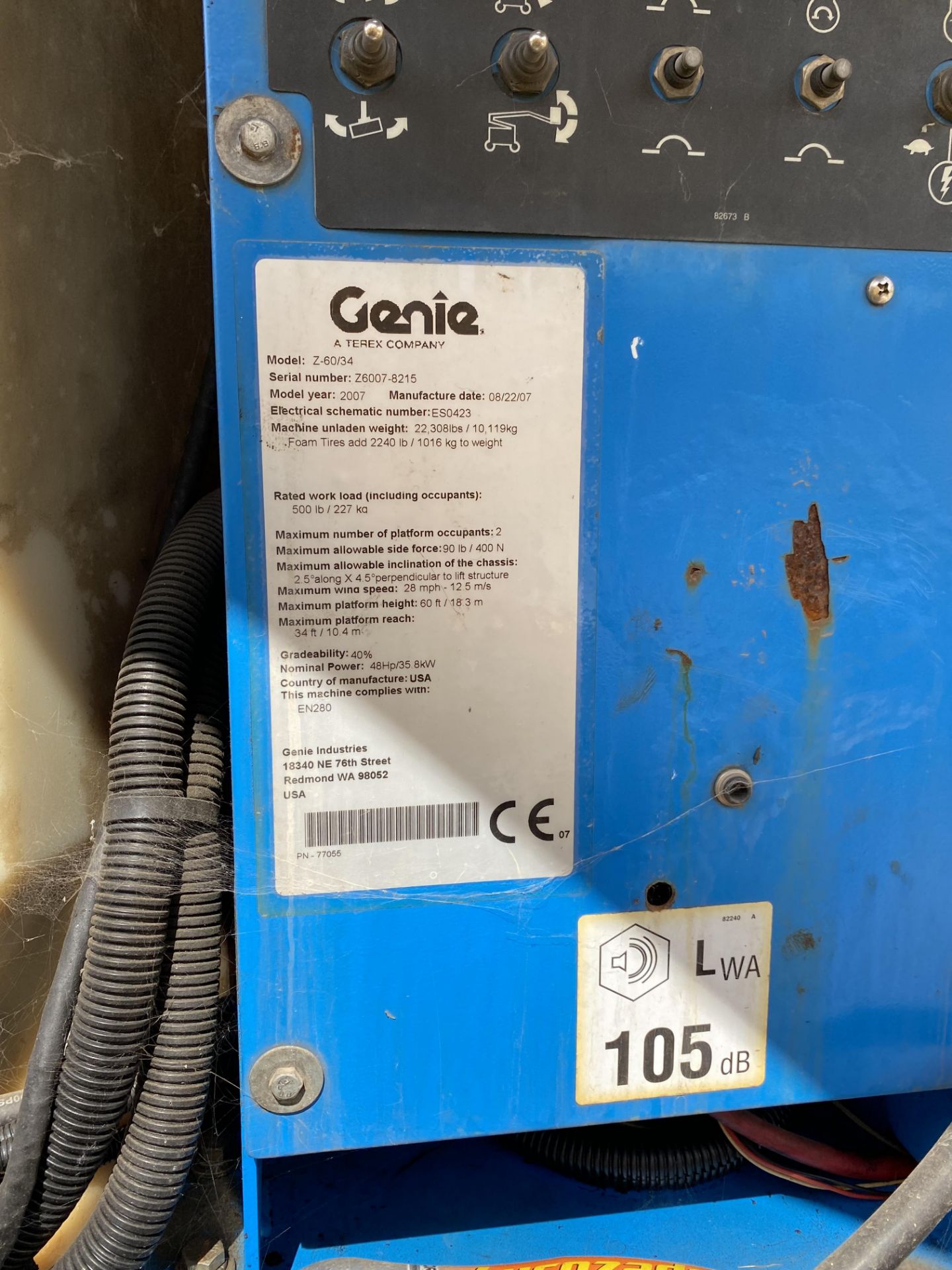 Genie Z60/34 V3 300kg SWL WHEELED MEWP ACCESS RAILER, serial no. Z6007- 8215, type 9B, ECC 17/04/22, - Image 18 of 20