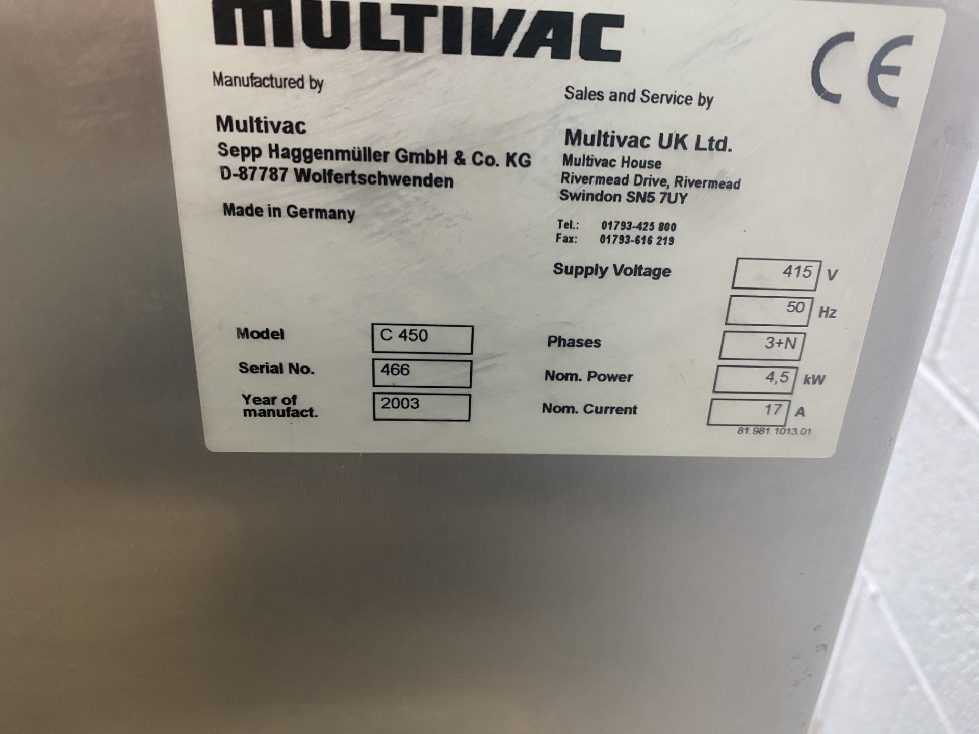 Multivac C450 / C500 Vacuum Sealing Machine, free - Image 5 of 5