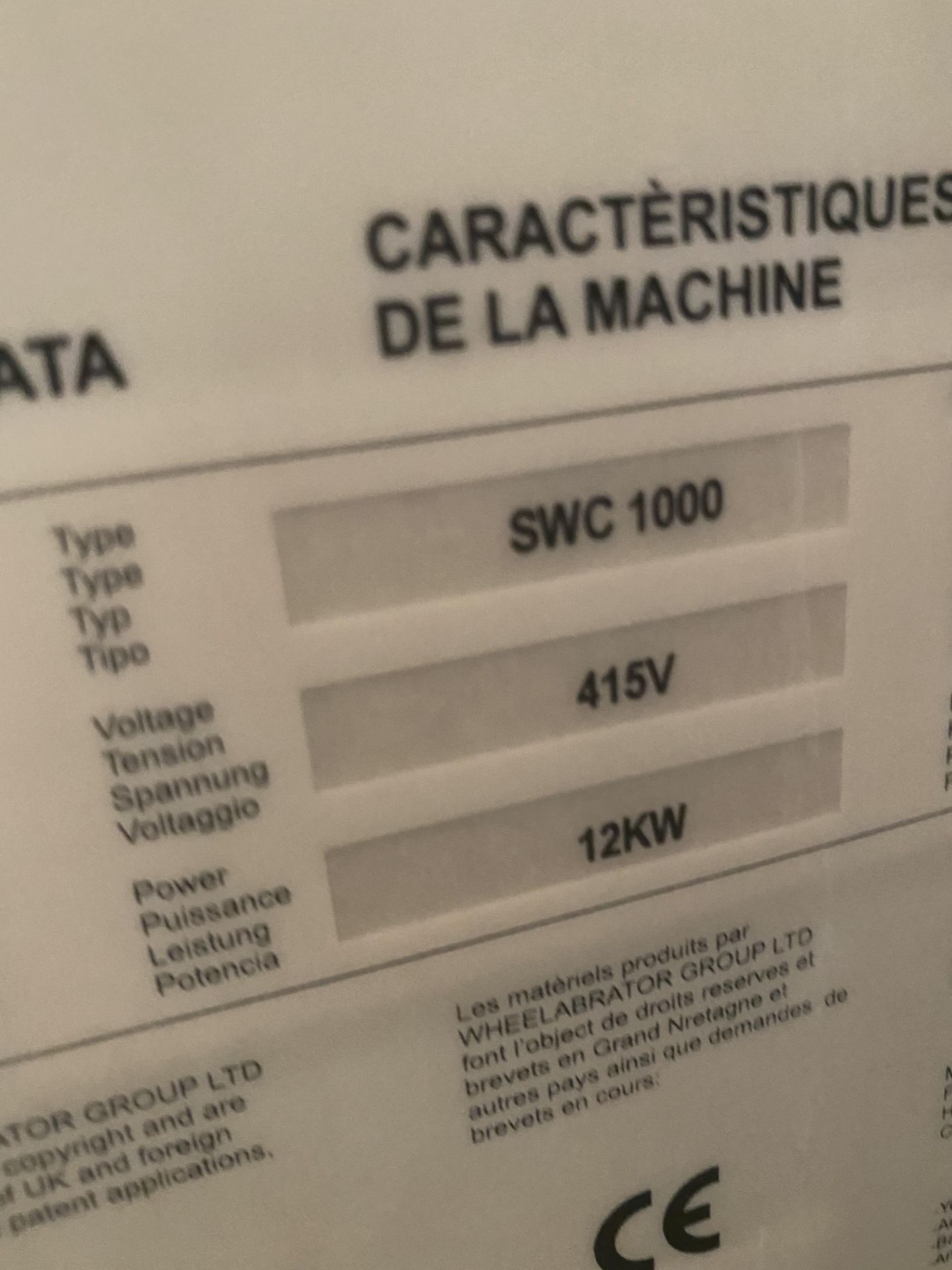 Wheelabrator SWC 1000 Wet Blast Cabinet, 415V, sta - Image 3 of 3