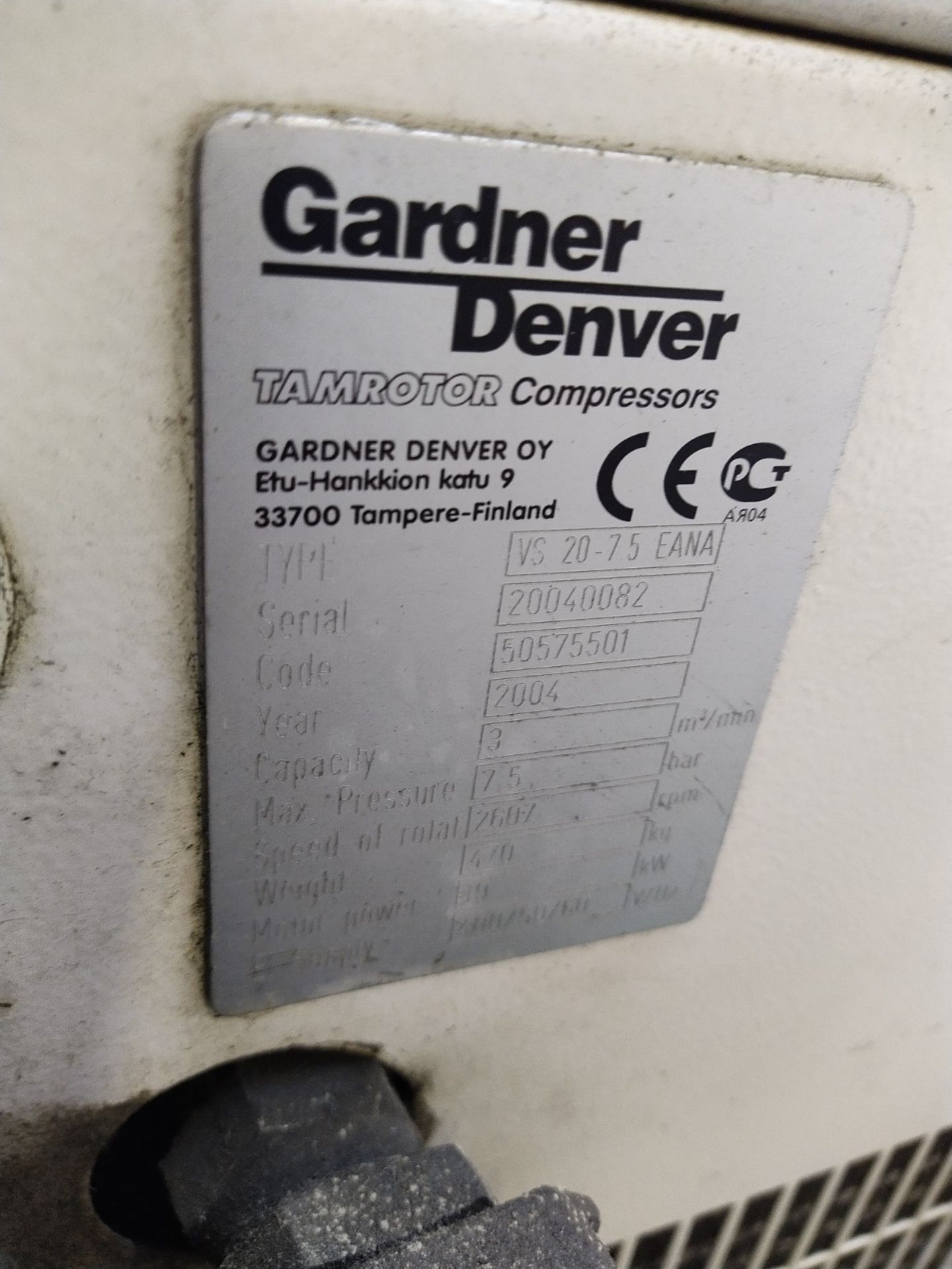 Gardner Denver VS 20-7.5 EANA Compressor, serial no. 20040082, year of manufacture 2004, free - Image 3 of 6