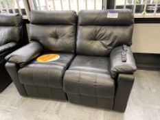 Two seater black leather effect reclining sofa and single seater reclining sofa Please read the