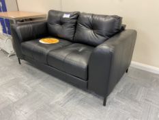 Two seater black leather effect sofa and three seater black leather effect sofa Please read the