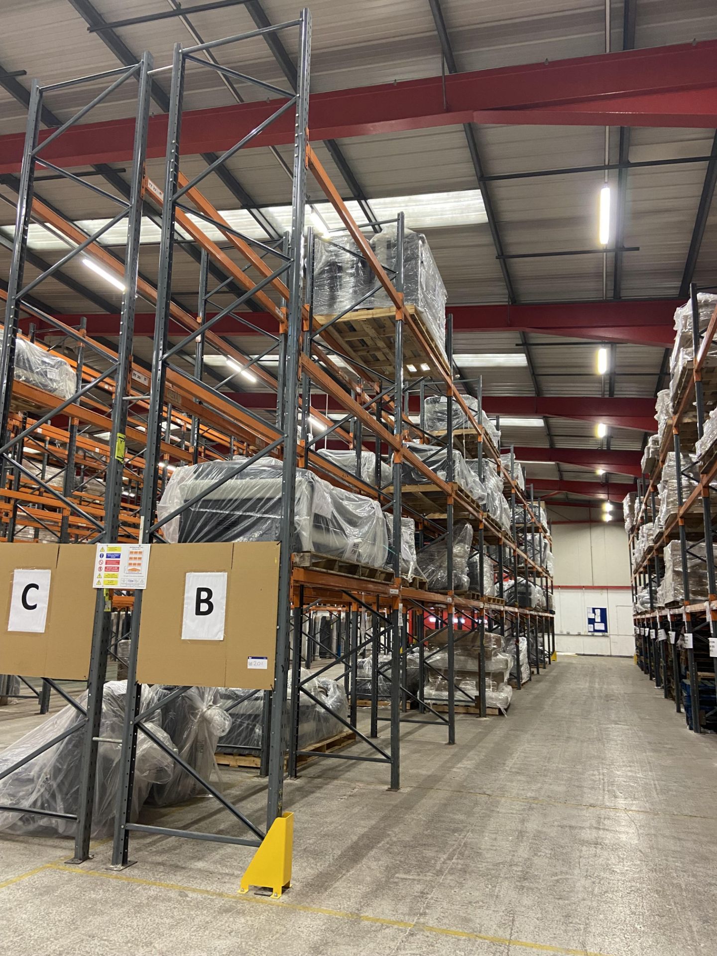 Dexion Speedlock/ Storax SP80 Ten Bay Three Tier Pallet Rack, approx. 5.9m high x approx. 27m long