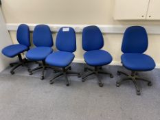 Five blue fabric swivel office chairs Please read the following important notes:-Collections will