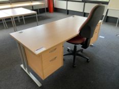 Beech effect double pedestal desk with swivel office chair Please read the following important