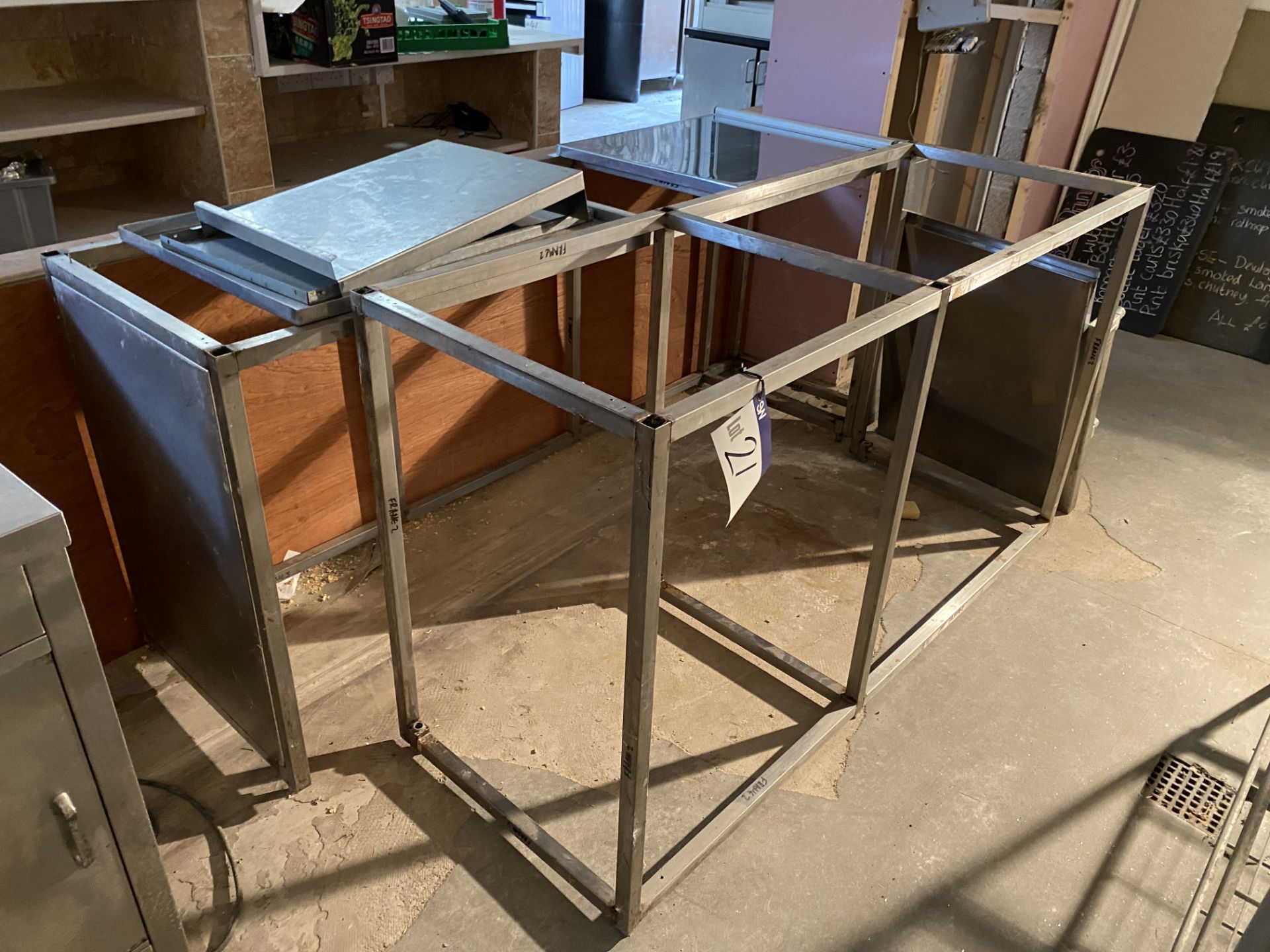 Two Stainless Steel Bench Frames, with six bench t