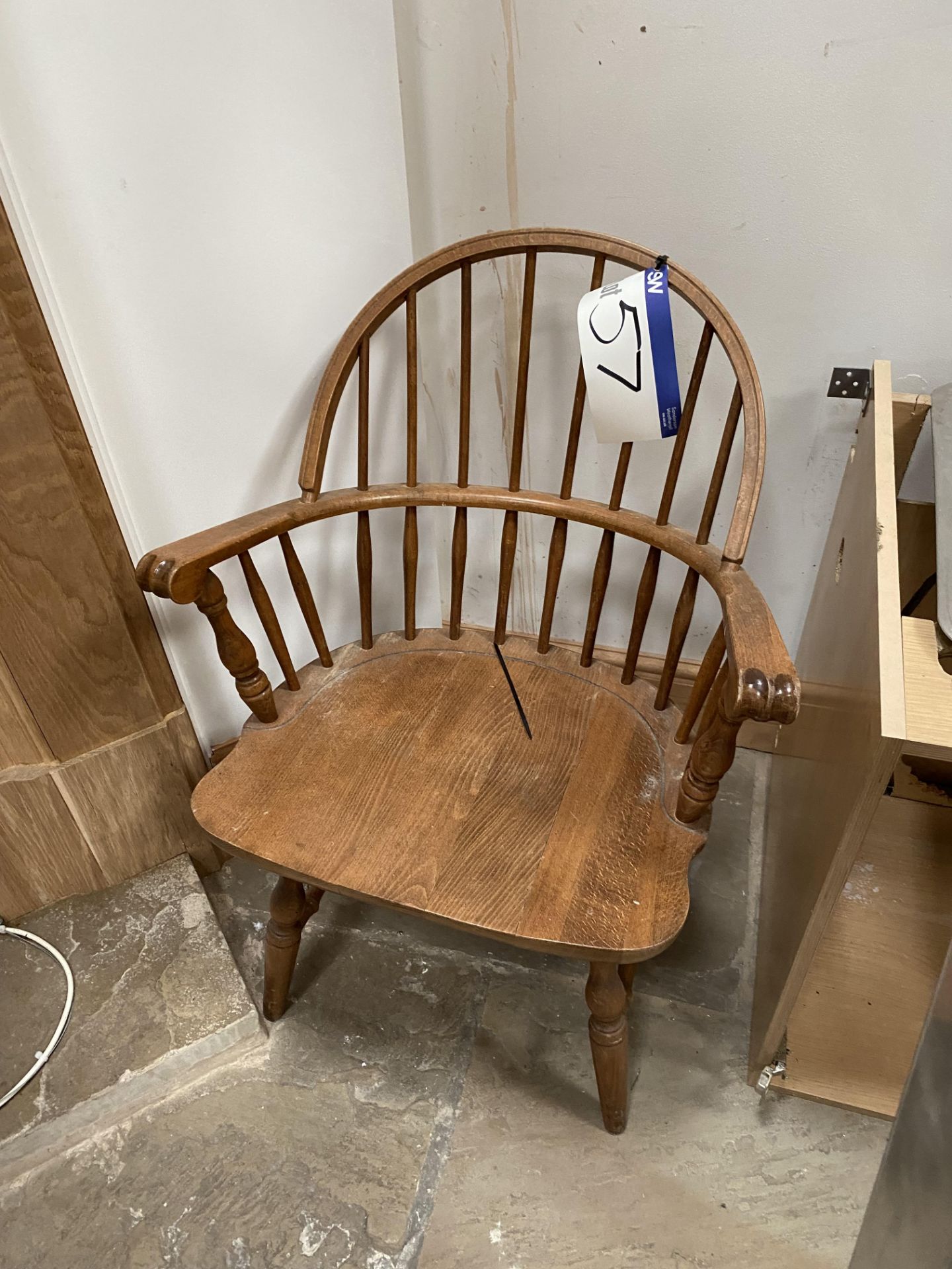 Curved Back Wood Framed Armchair