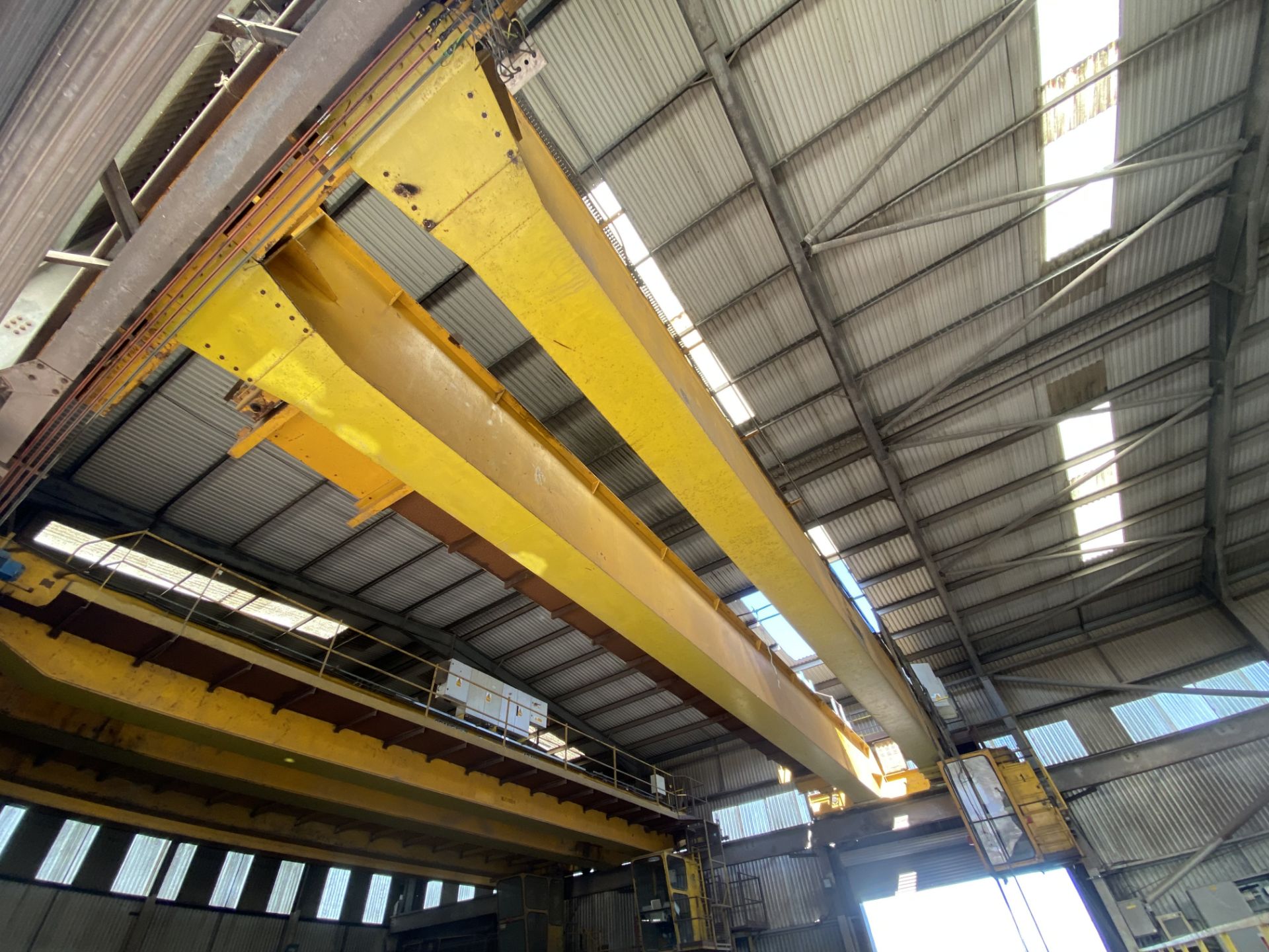 2 x 16,000kg SWL TWIN GIRDER TRAVELLING OVERHEAD CRANE, serial no. AP108 (incomplete, no carriages - Image 2 of 6
