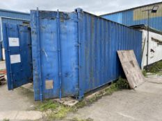 Steel Cargo Container, 6m long (known to require attention – holes in roof) (contents excluded -