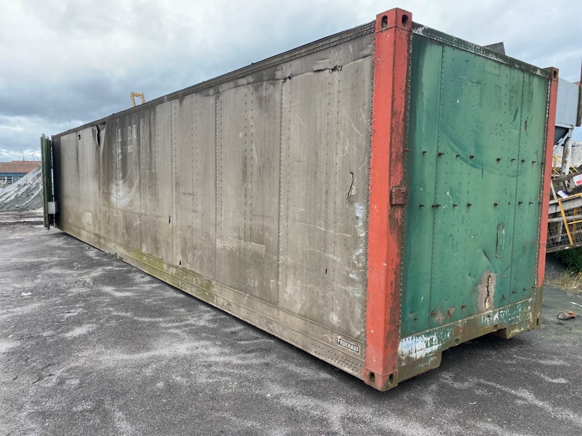 Aluminium Cargo Container, 12m long (slight hole in roof), with fitted racking inside (in yard) - Image 3 of 7