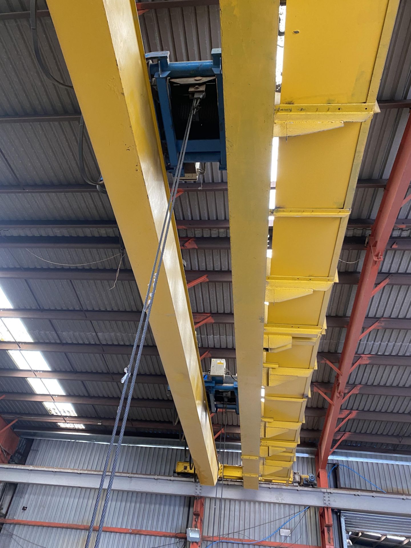 2 X 5T SWL TWIN GIRDER TRAVELLING OVERHEAD CRANE, reference no. CE212, approx. 18m span, with two - Image 3 of 7